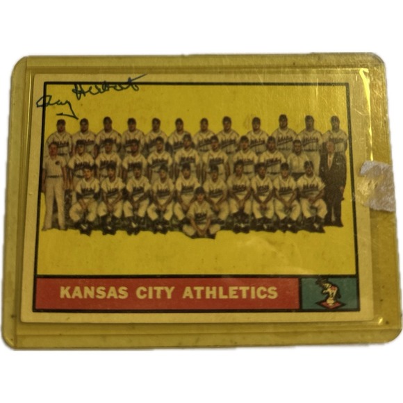 Ray Herbert Vintage 1961 Toppa Kansas City Athletics Team Card # 297 Autographed - Picture 1 of 2